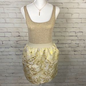 RARE Eight Sixty Gold Shimmer Jacquard Racerback Tank Dress fully lined skirt